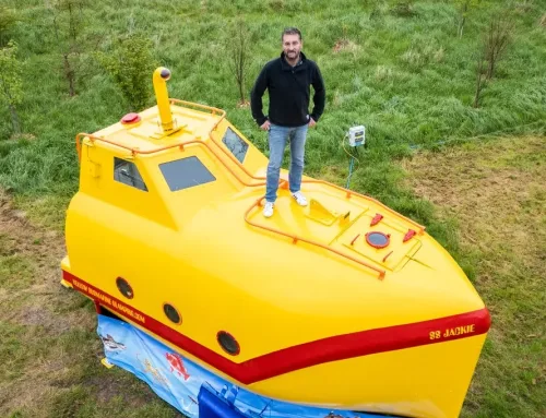 Lifeboat found floating in sea has been transformed into glamping yellow submarine